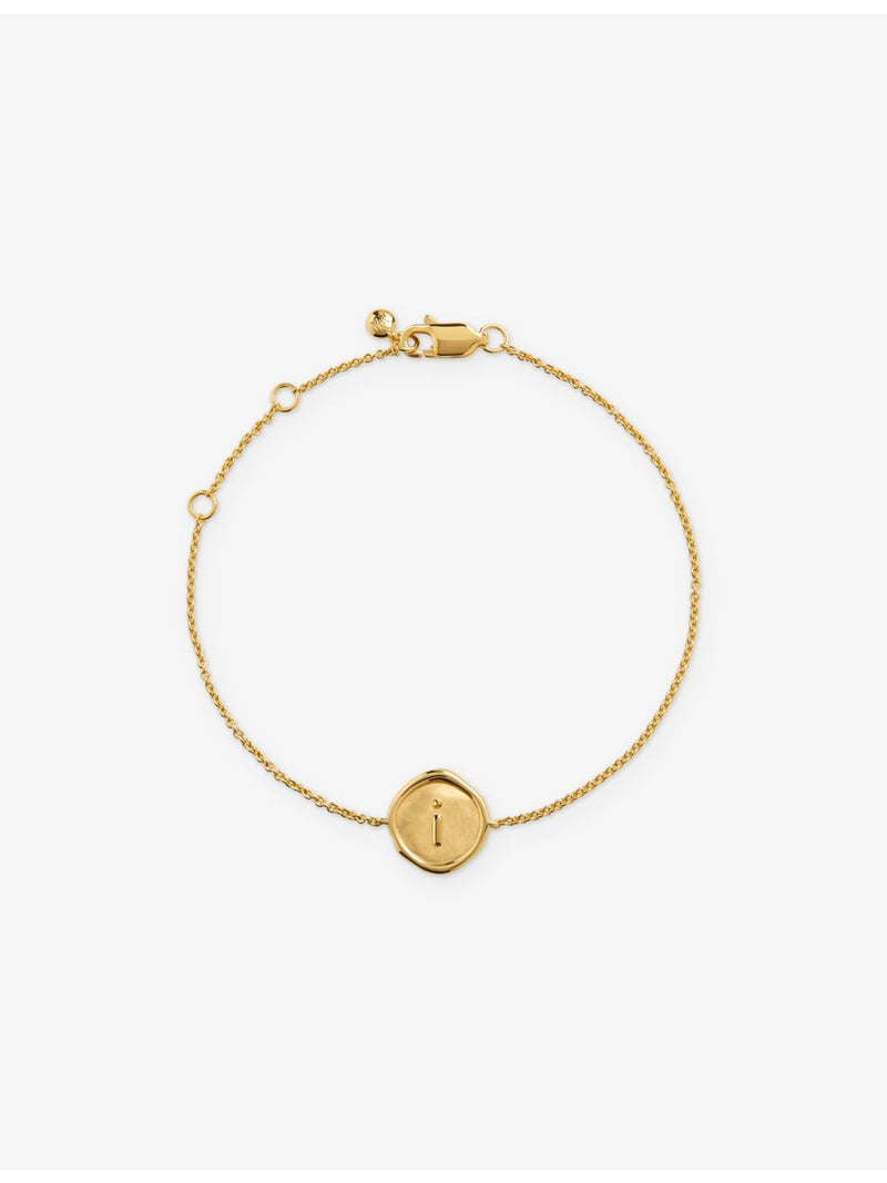 Monica Vinader initial A charm bracelet in 18ct gold vermeil (British brand)