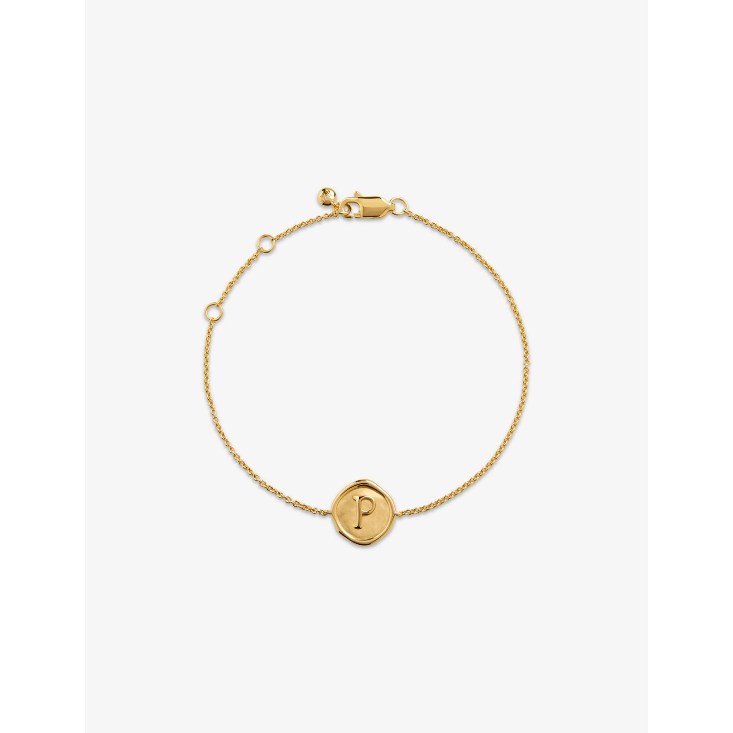 Monica Vinader Initial P Stamp 18ct Yellow-Gold Vermeil Bracelet