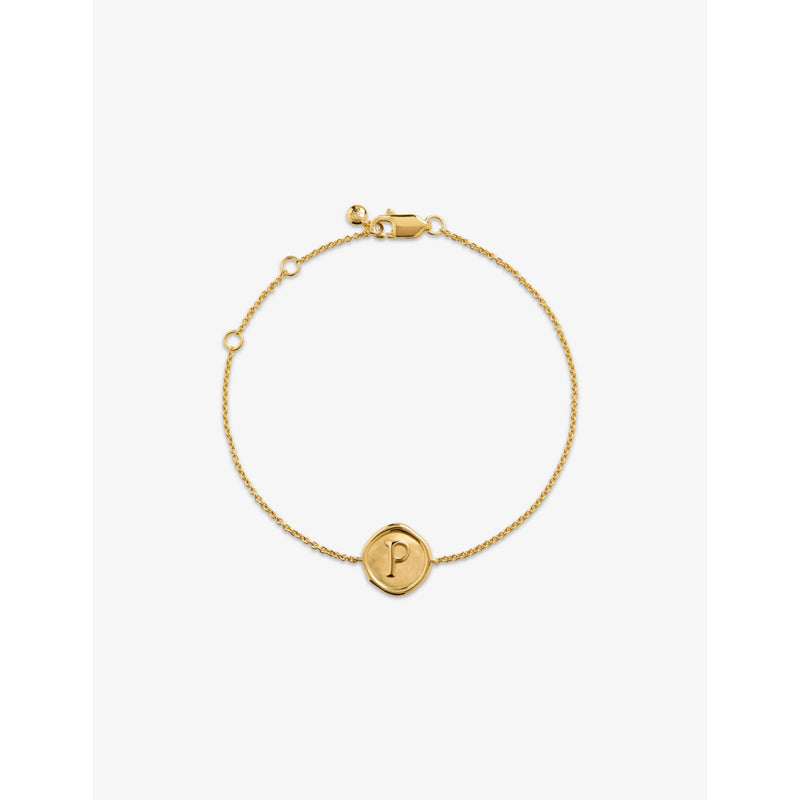Monica Vinader Initial P Stamp 18ct Yellow-Gold Vermeil Bracelet