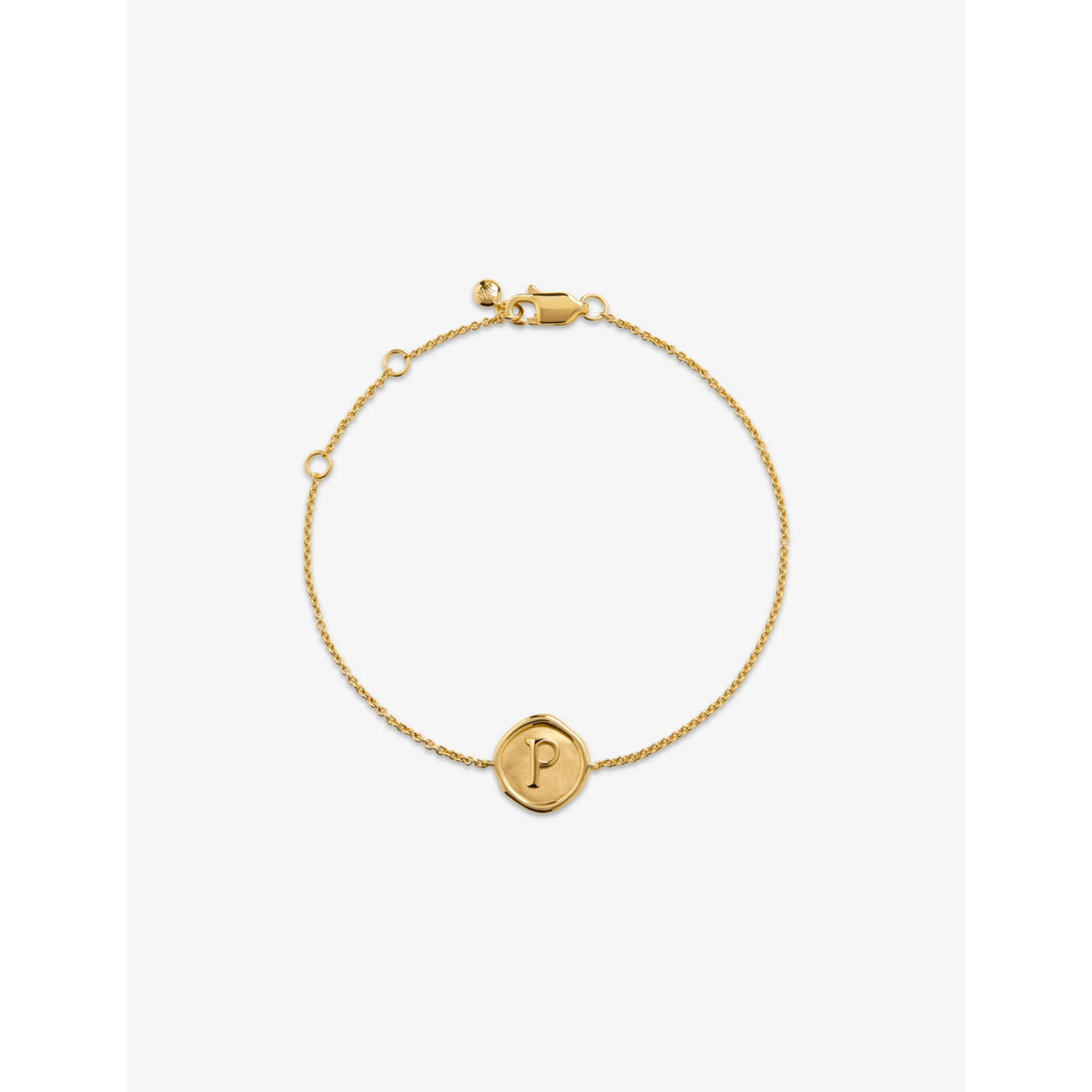 Monica Vinader Initial P Stamp 18ct Yellow-Gold Vermeil Bracelet