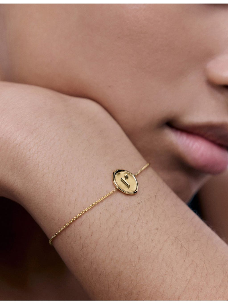 Monica Vinader initial R bracelet 18ct yellow gold vermeil - British product
