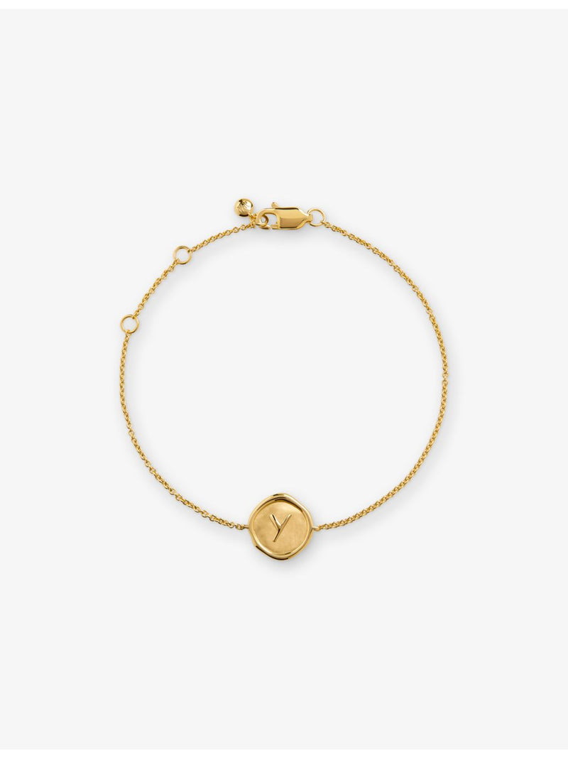 Monica Vinader Y initial gold vermeil bracelet 16-19cm, imported from the UK