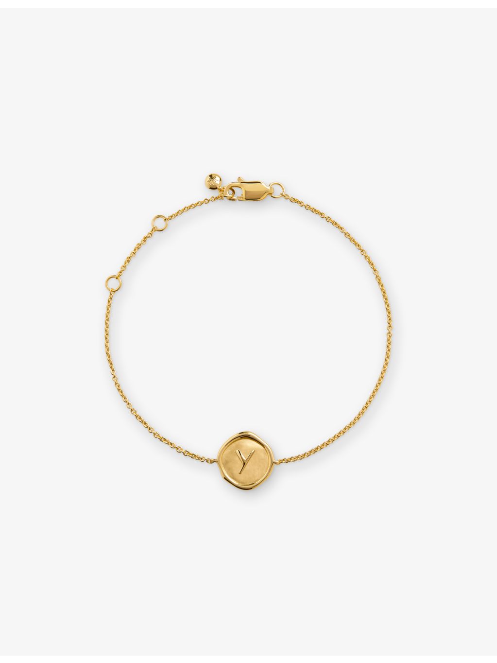 Monica Vinader Y initial gold vermeil bracelet 16-19cm, imported from the UK