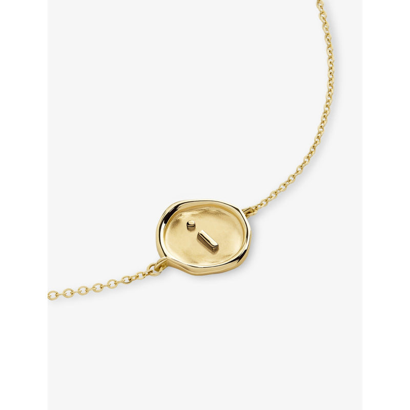 Monica Vinader mini initial I stamp 14ct yellow-gold bracelet, UK version