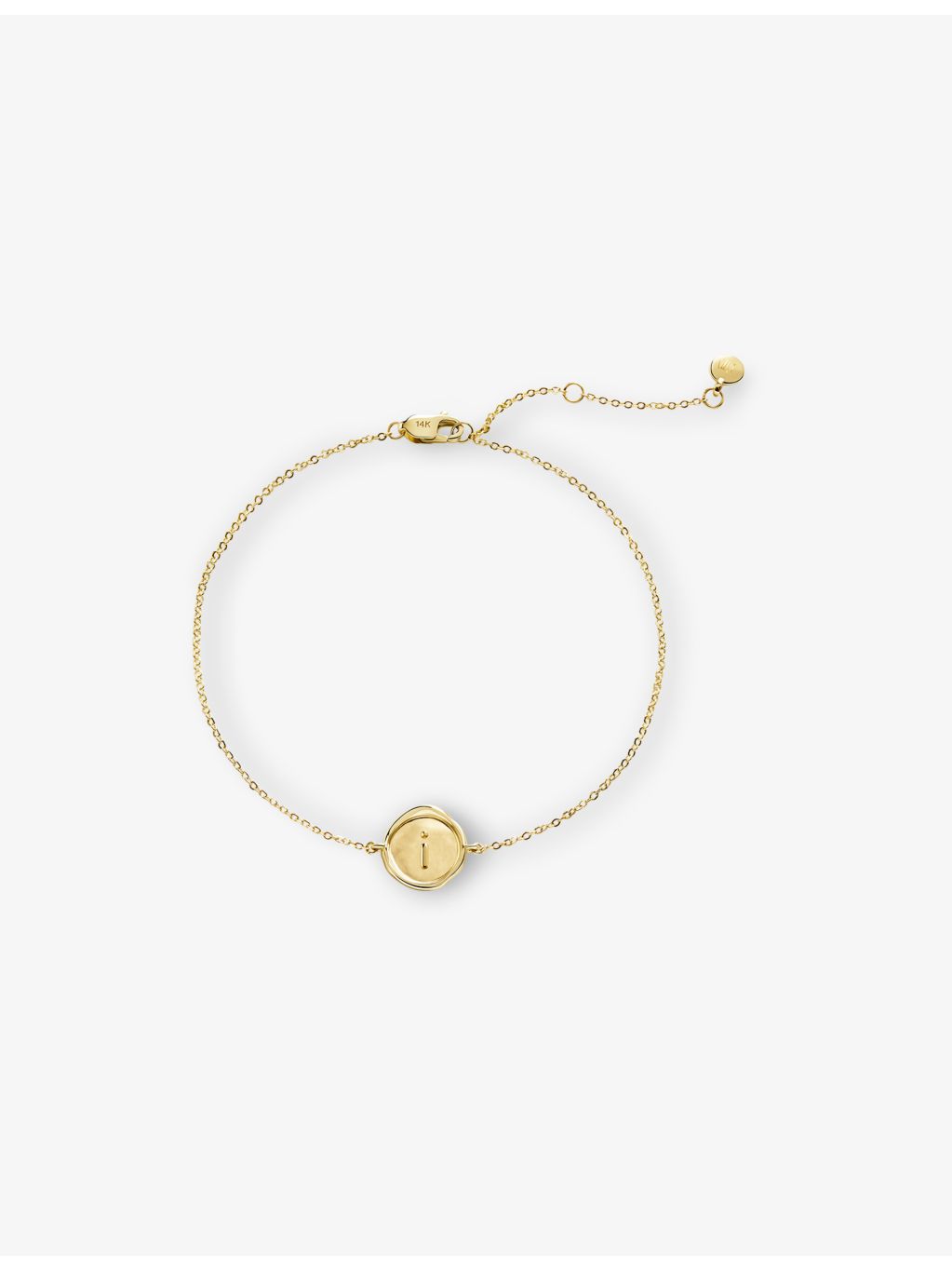 Monica Vinader mini initial I stamp 14ct yellow-gold bracelet, UK version