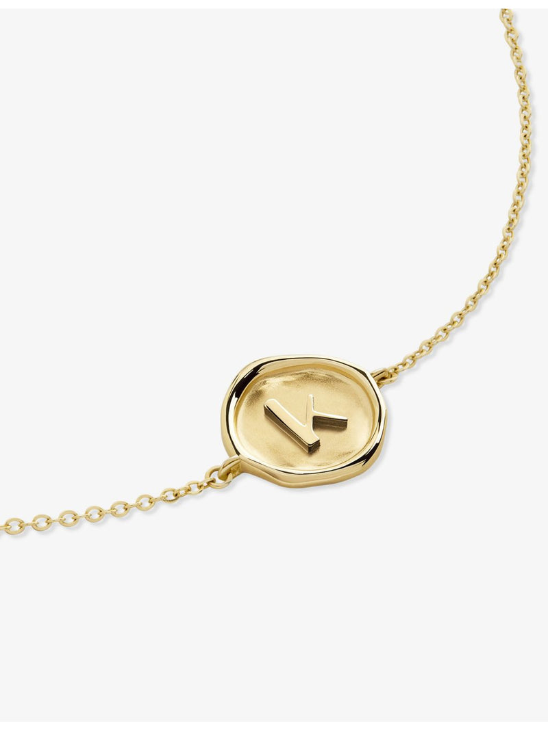 Monica Vinader Mini Initial K Stamp 14ct gold bracelet - British product
