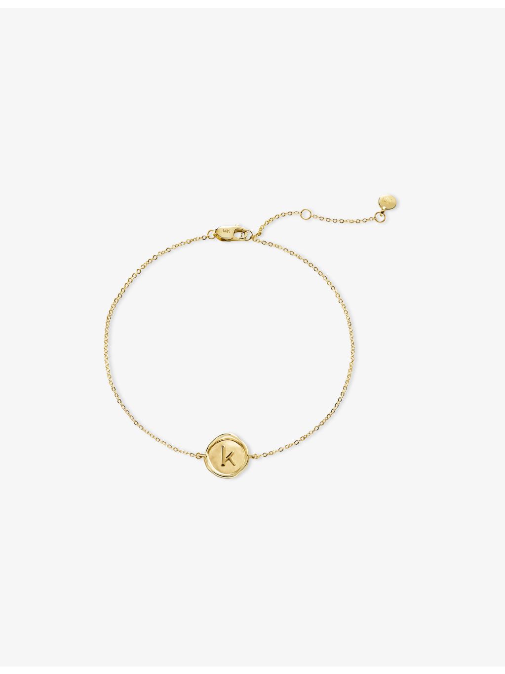 Monica Vinader Mini Initial K Stamp 14ct gold bracelet - British product