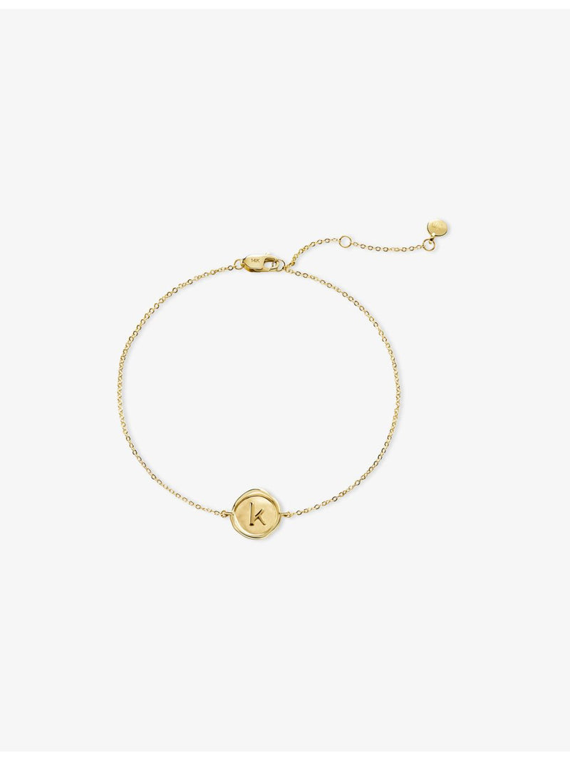 Monica Vinader Mini Initial K Stamp 14ct gold bracelet - British product