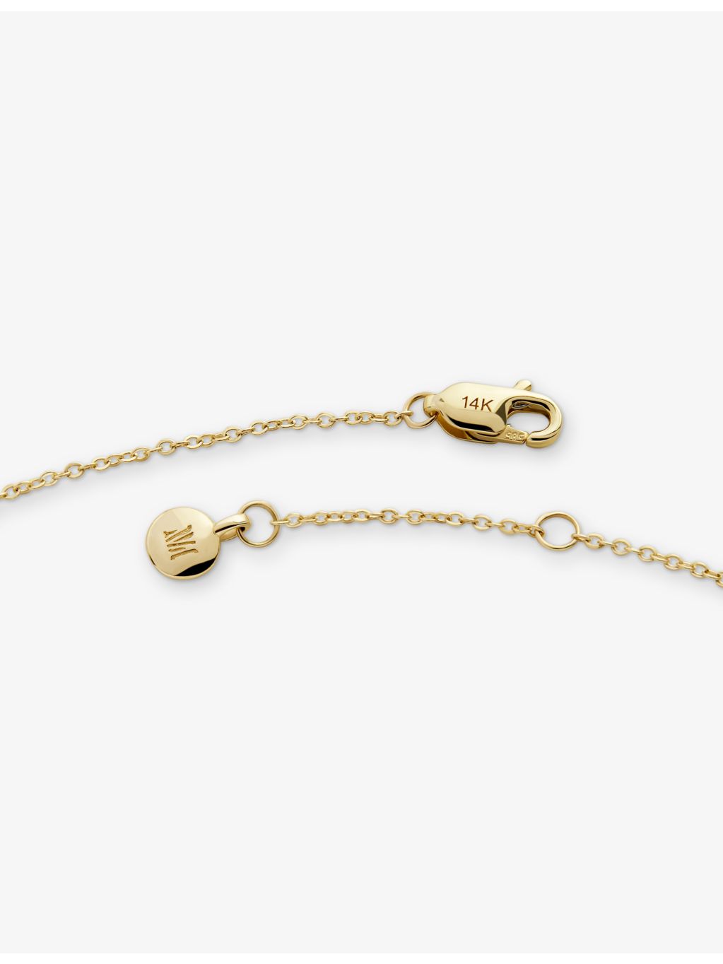 Monica Vinader mini initial P bracelet in 14ct yellow gold (British brand)
