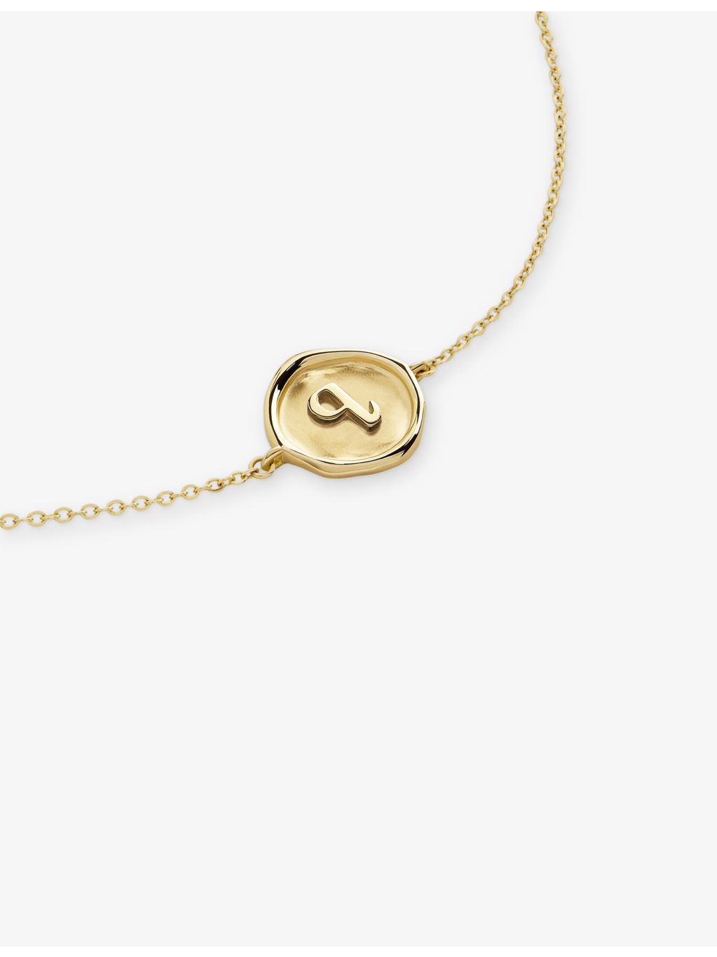 Monica Vinader 14ct gold initial Q bracelet 16-19cm, UK version