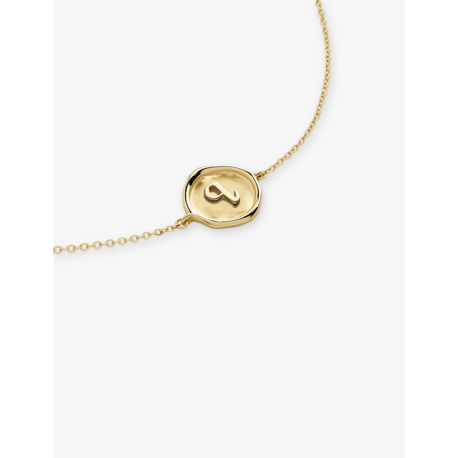 Monica Vinader 14ct gold initial Q bracelet 16-19cm, UK version