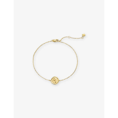 selfridges Monica Vinader Mini Initial Q Stamp 18ct Solid Gold Chain Bracelet- Buy online at McGrocer