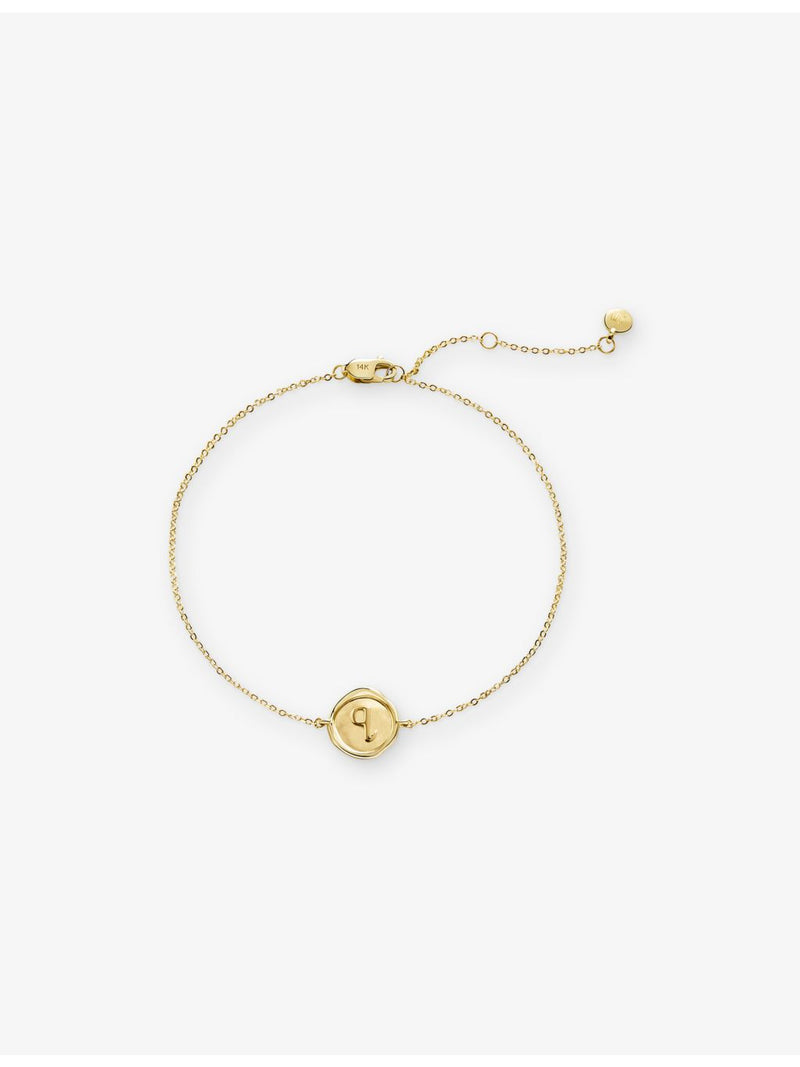 Monica Vinader 14ct gold initial Q bracelet 16-19cm, UK version