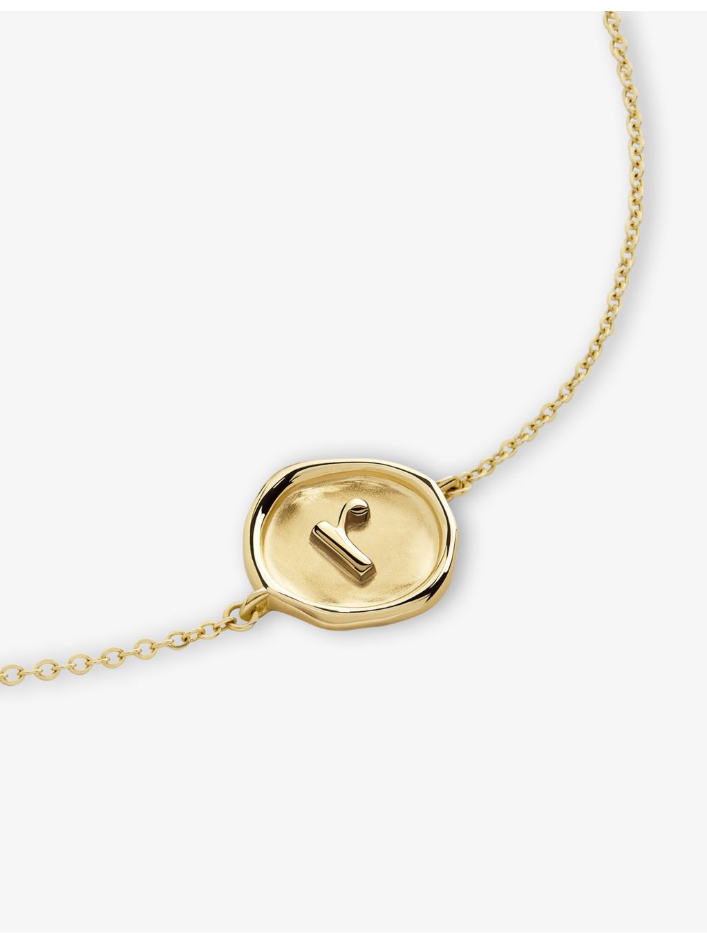 Monica Vinader mini initial R 14ct yellow-gold bracelet, UK version