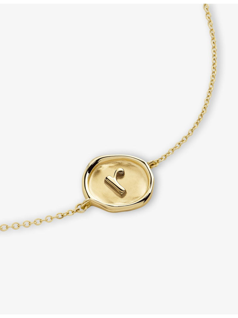 Monica Vinader mini initial R 14ct yellow-gold bracelet, UK version