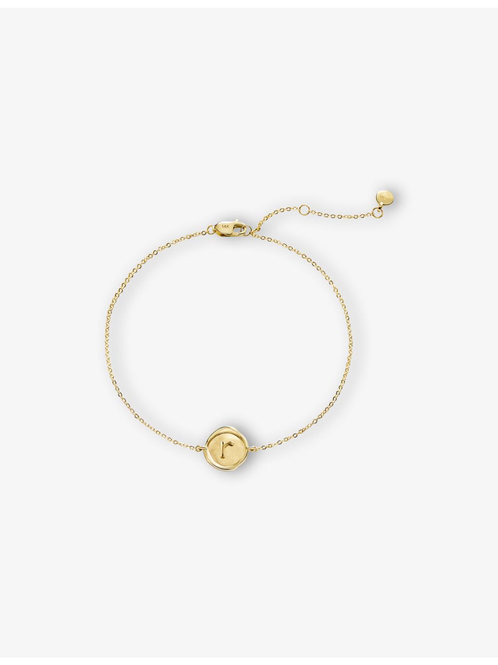 Monica Vinader mini initial R 14ct yellow-gold bracelet, UK version