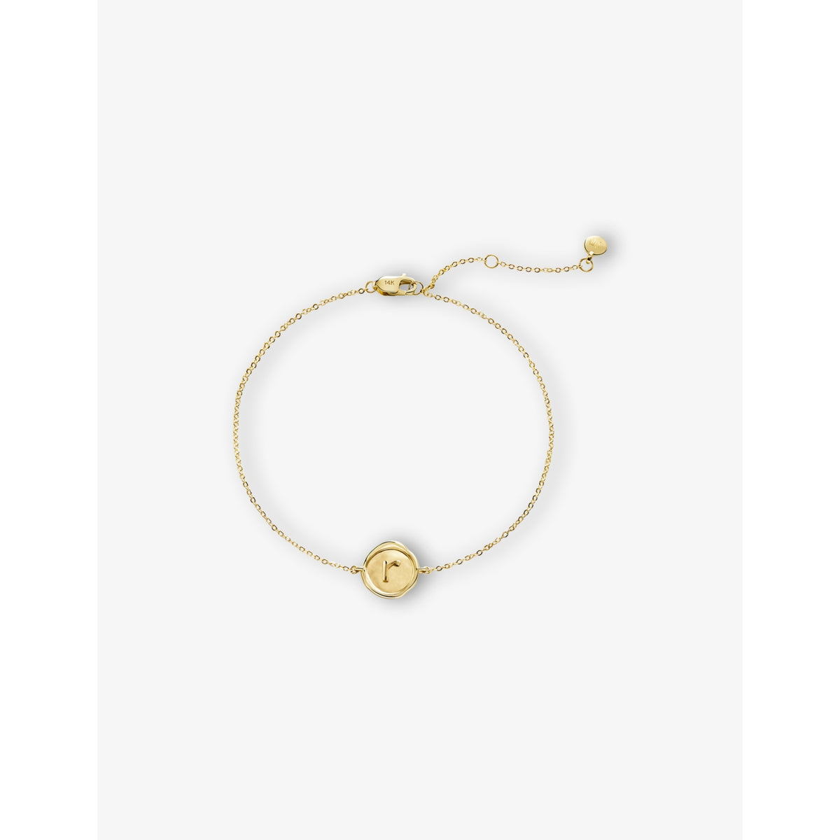 Monica Vinader mini initial R 14ct yellow-gold bracelet, UK version