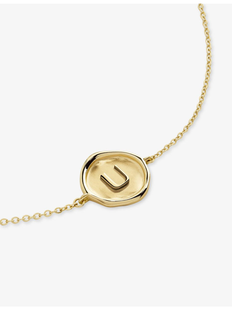 Monica Vinader 14ct gold U initial bracelet, imported from the UK