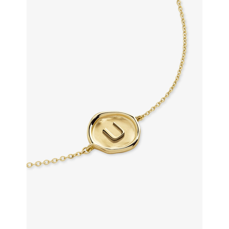 Monica Vinader 14ct gold U initial bracelet, imported from the UK
