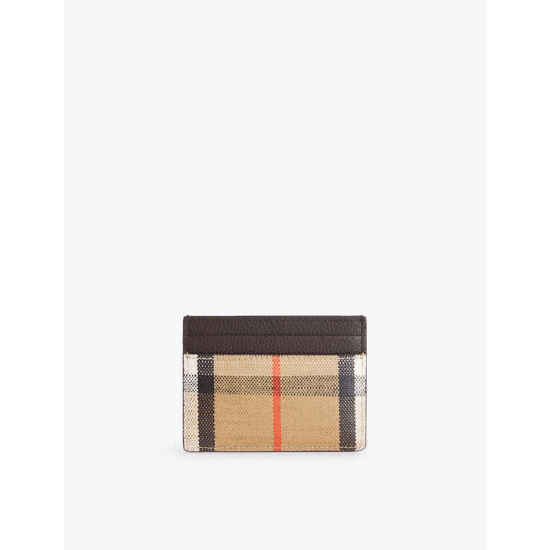 Burberry Highlands coated-canvas card case with check pattern, imported from the UK