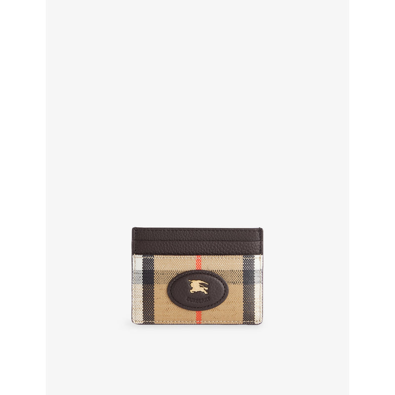 Burberry Highlands coated-canvas card case with check pattern, imported from the UK