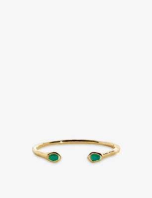 Monica Vinader Odyssey 18ct Gold Vermeil-Plated 925 Sterling Silver and Onyx Open Cuff Bracelet