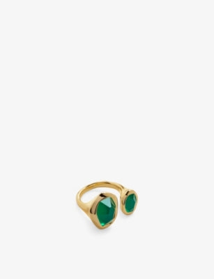 Monica Vinader Odyssey 18ct Gold Vermeil-Plated 925 Sterling Silver and Onyx Open Ring