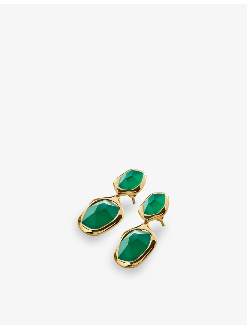 Monica Vinader onyx drop earrings 18ct gold vermeil (British brand)