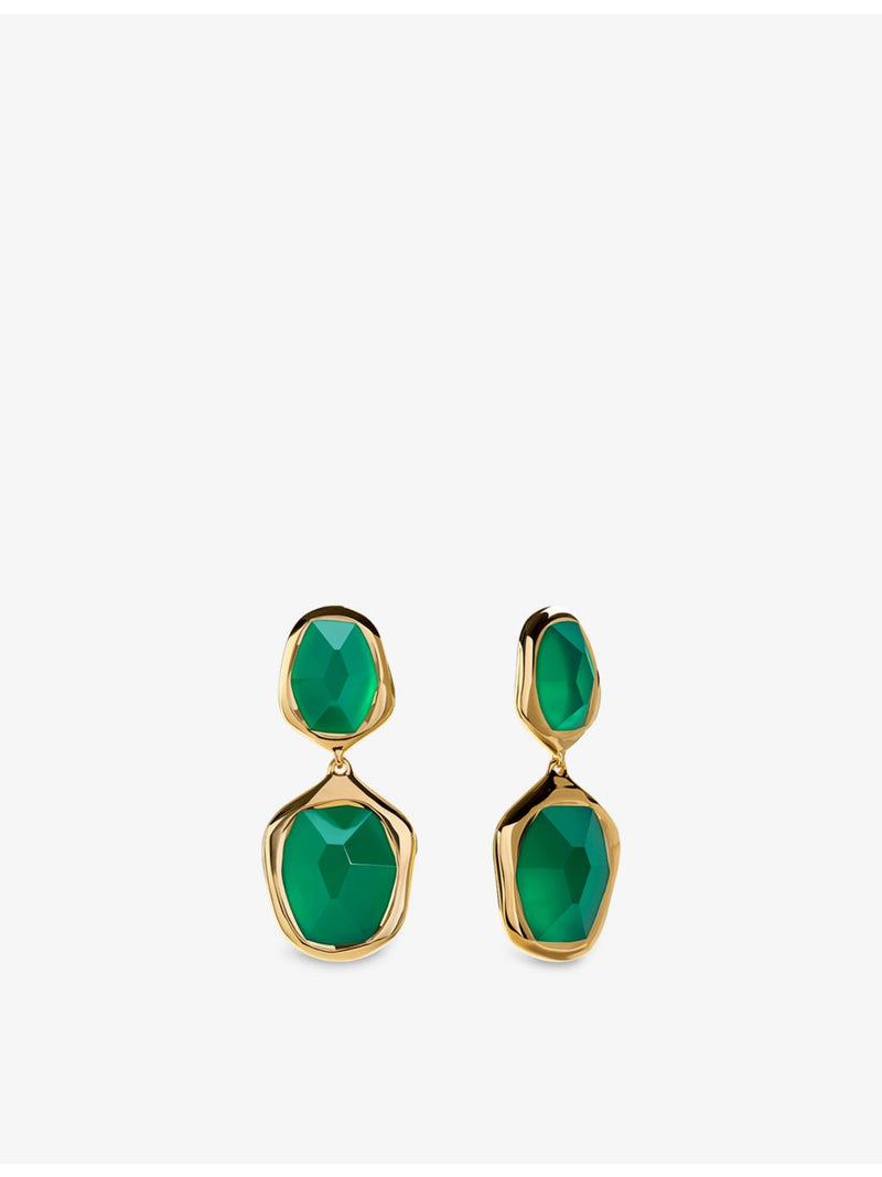 Monica Vinader onyx drop earrings 18ct gold vermeil (British brand)