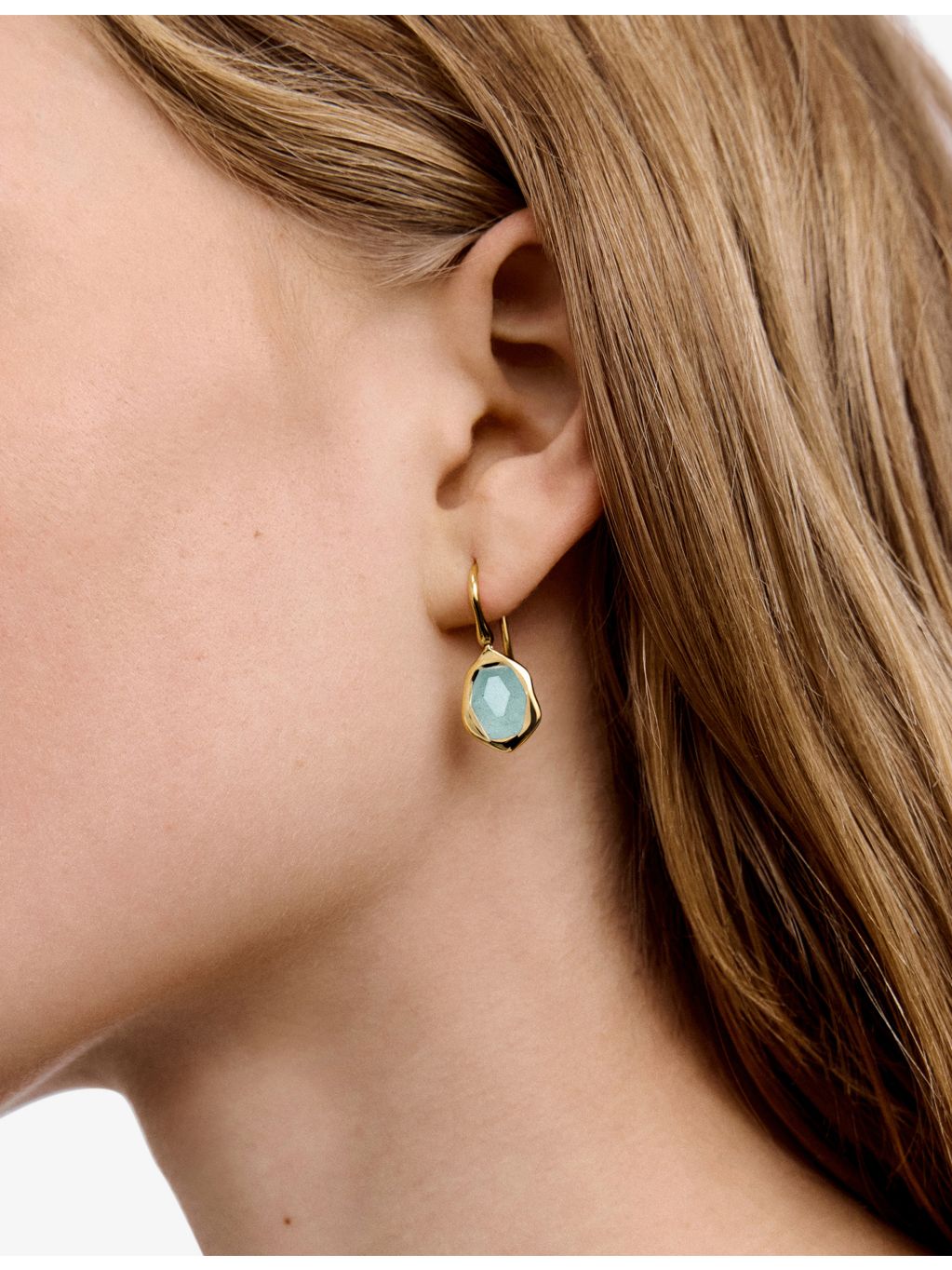 Monica Vinader aquamarine drop earrings 18ct yellow-gold vermeil (British brand)