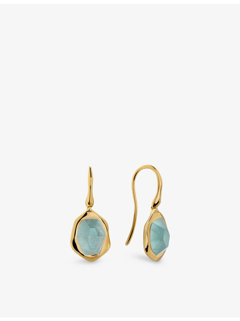 Monica Vinader aquamarine drop earrings 18ct yellow-gold vermeil (British brand)