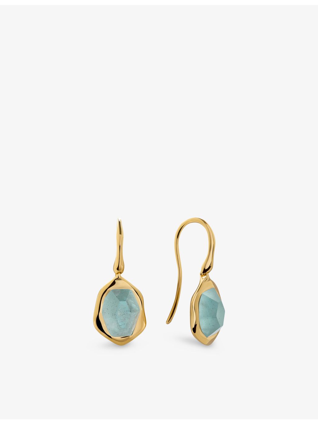 Monica Vinader aquamarine drop earrings 18ct yellow-gold vermeil (British brand)
