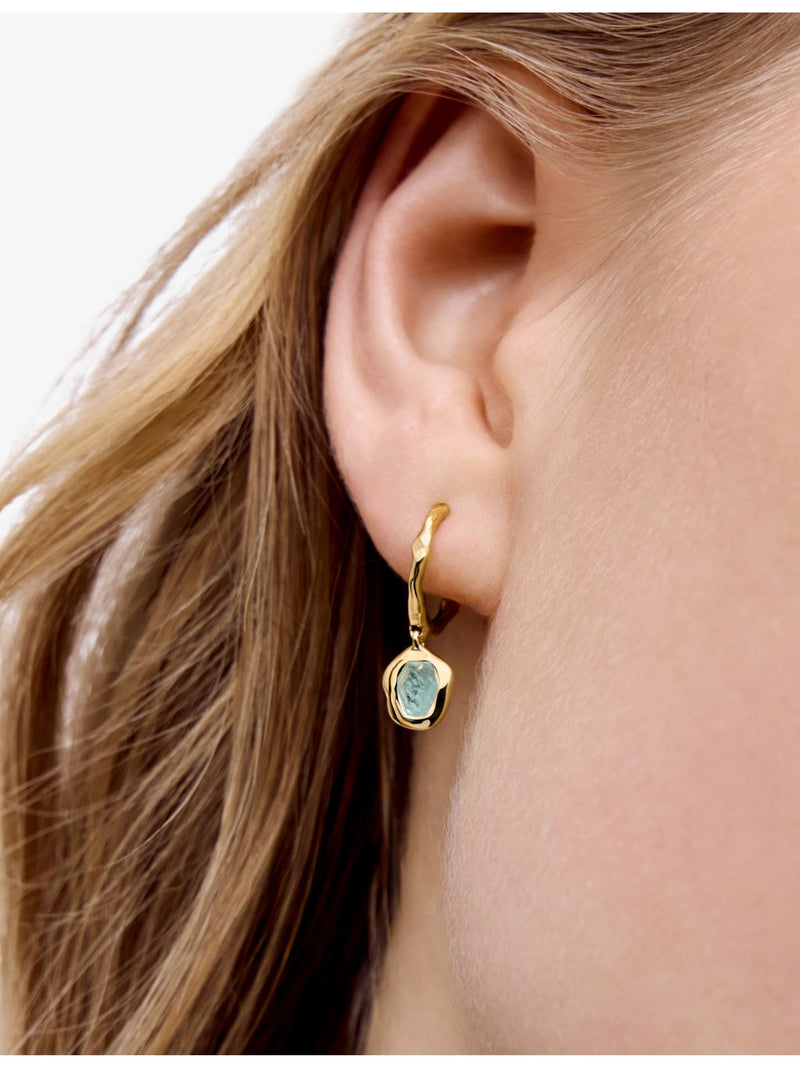 Monica Vinader aquamarine huggie earrings 10mm (British brand)
