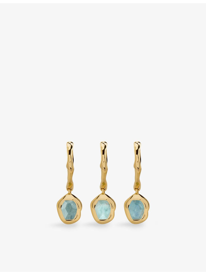 Monica Vinader aquamarine huggie earrings 10mm (British brand)