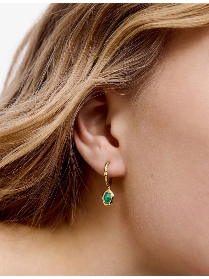 Monica Vinader onyx huggie earrings in gold vermeil, imported from the UK