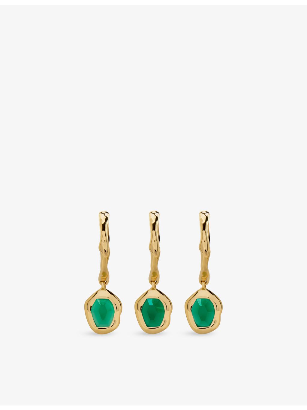 Monica Vinader onyx huggie earrings in gold vermeil, imported from the UK