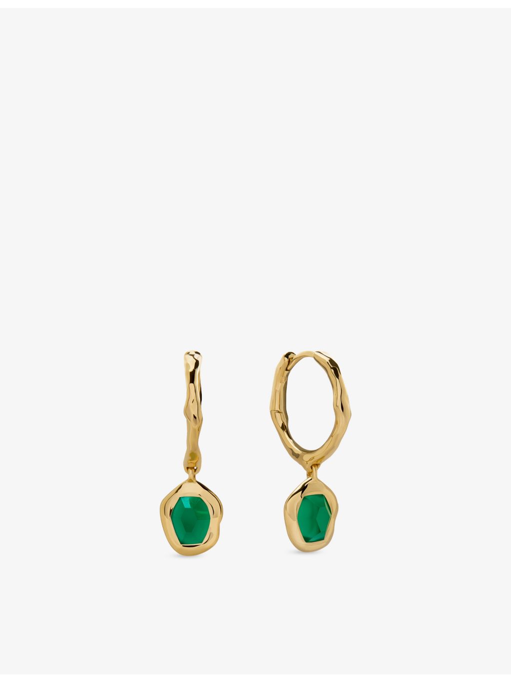 Monica Vinader onyx huggie earrings in gold vermeil, imported from the UK