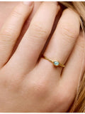 Monica Vinader 18ct gold vermeil stacking ring with aquamarine gemstone, UK version