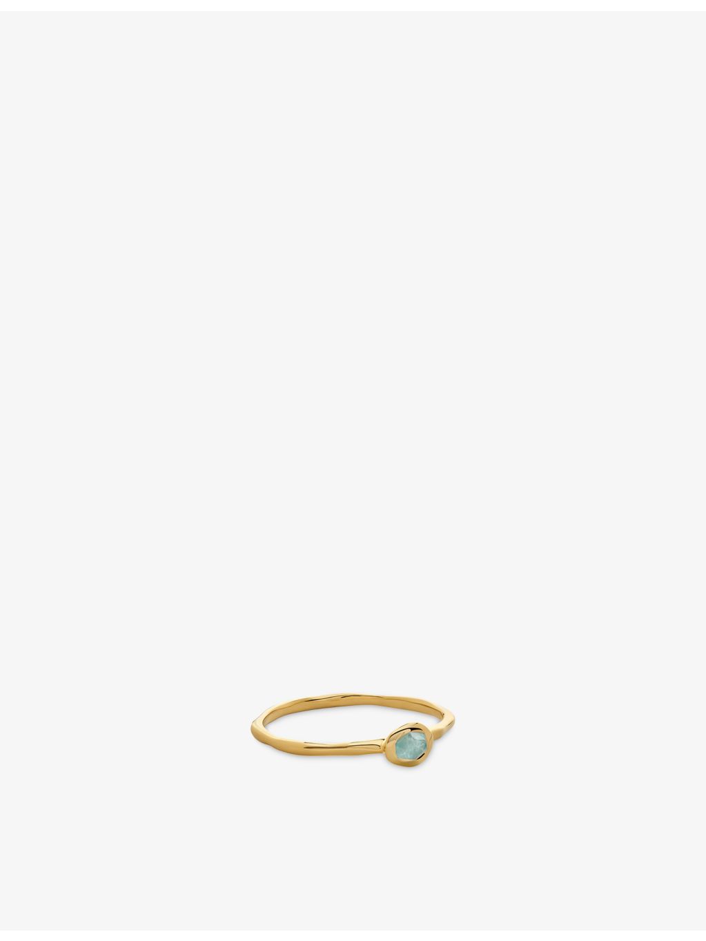 Monica Vinader 18ct gold vermeil stacking ring with aquamarine gemstone, UK version