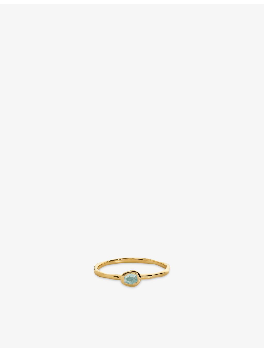 Monica Vinader 18ct gold vermeil stacking ring with aquamarine gemstone, UK version