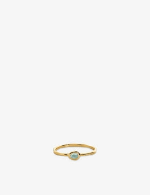 Monica Vinader Odyssey Gemstone Aquamarine 18ct Yellow Gold Vermeil Stacking Ring