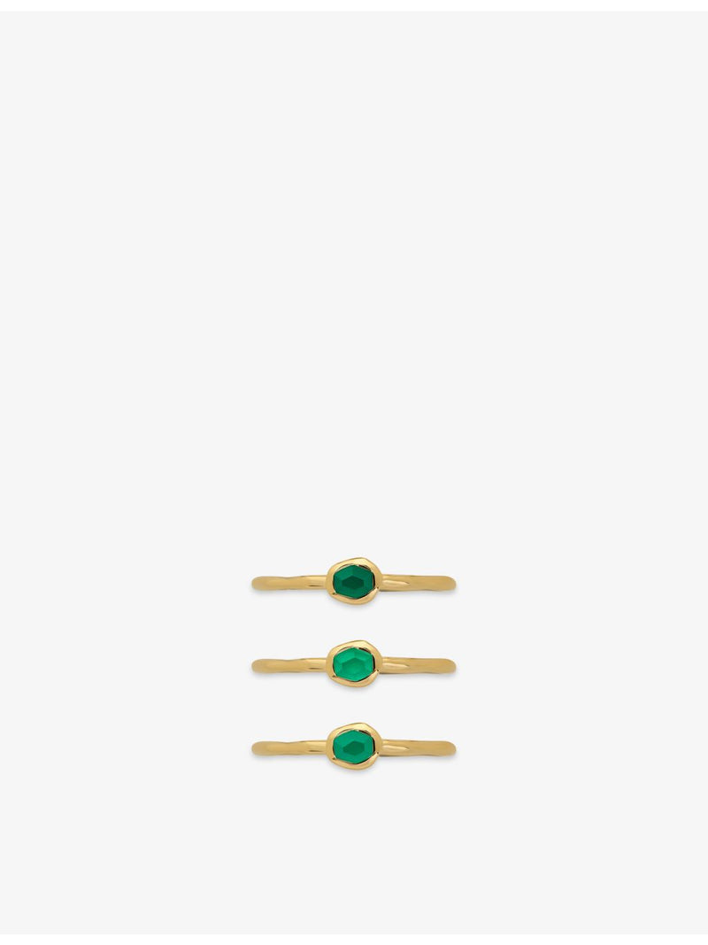 Monica Vinader onyx stacking ring 18ct gold vermeil - British product
