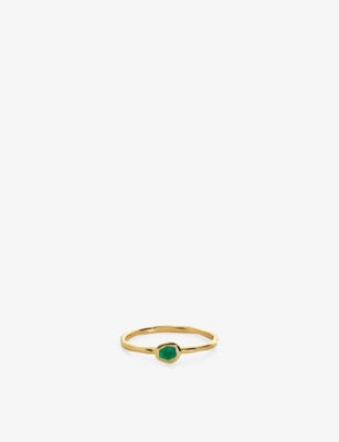 Monica Vinader Odyssey 18ct Gold Vermeil-Plated 925 Sterling Silver and Onyx Stacking Ring