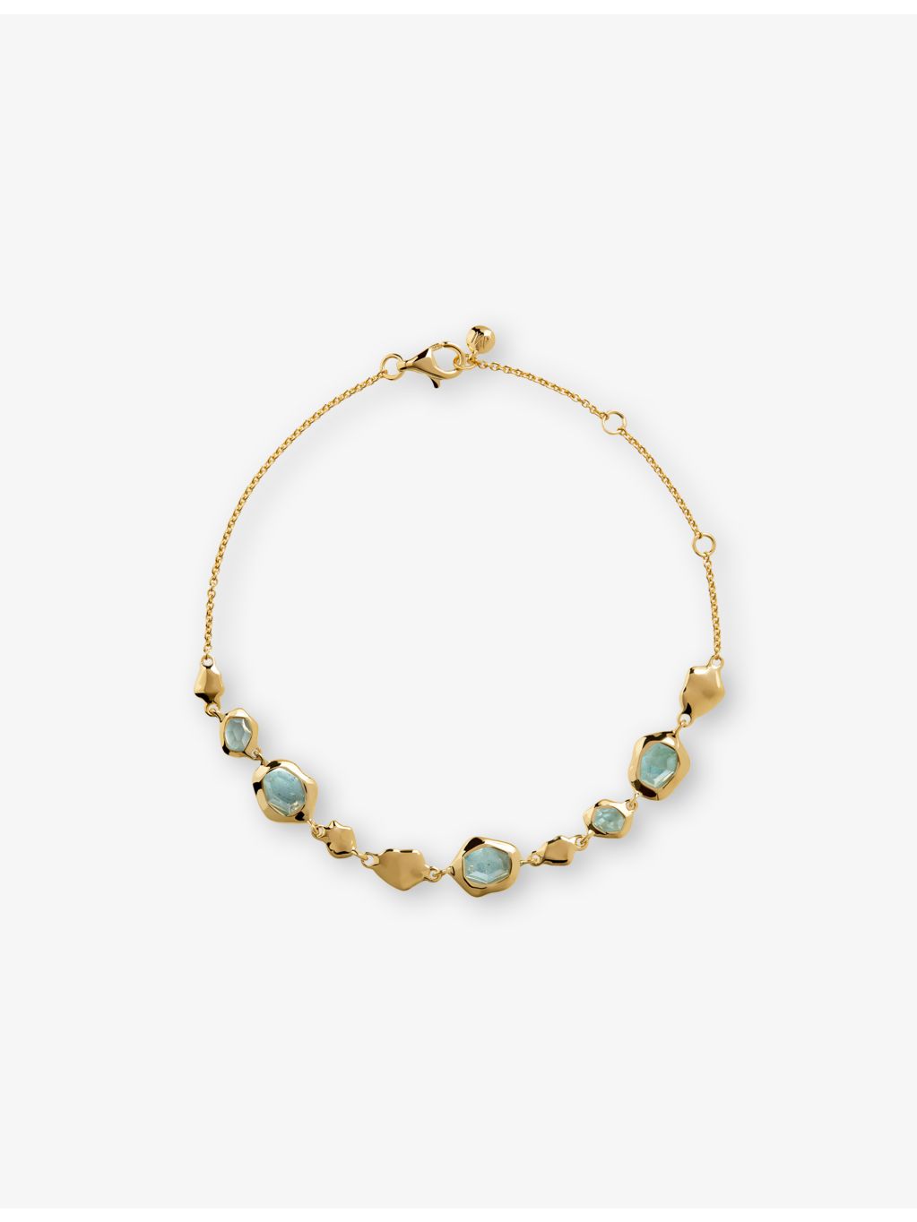 Monica Vinader aquamarine chain bracelet gold vermeil 15-19cm, UK version