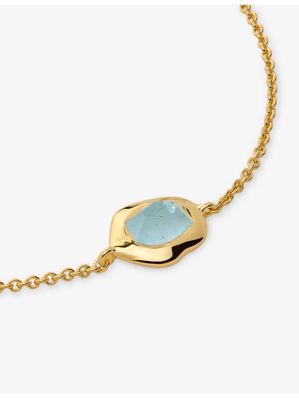 Monica Vinader aquamarine chain bracelet 15-19cm, imported from the UK