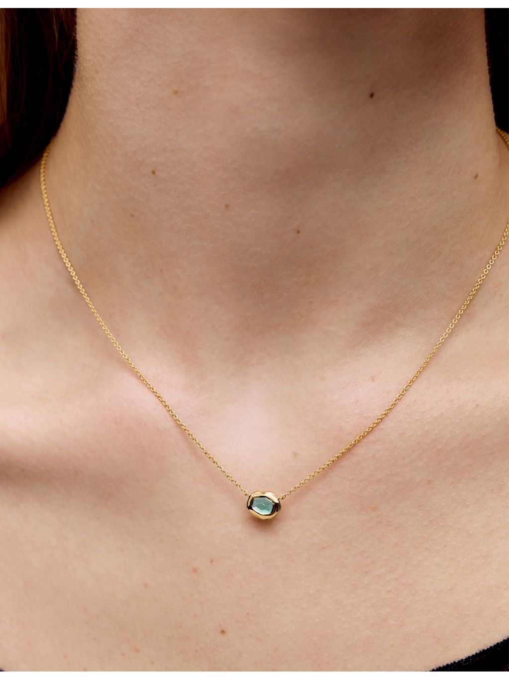 Monica Vinader aquamarine necklace 18ct yellow-gold vermeil, imported from the UK