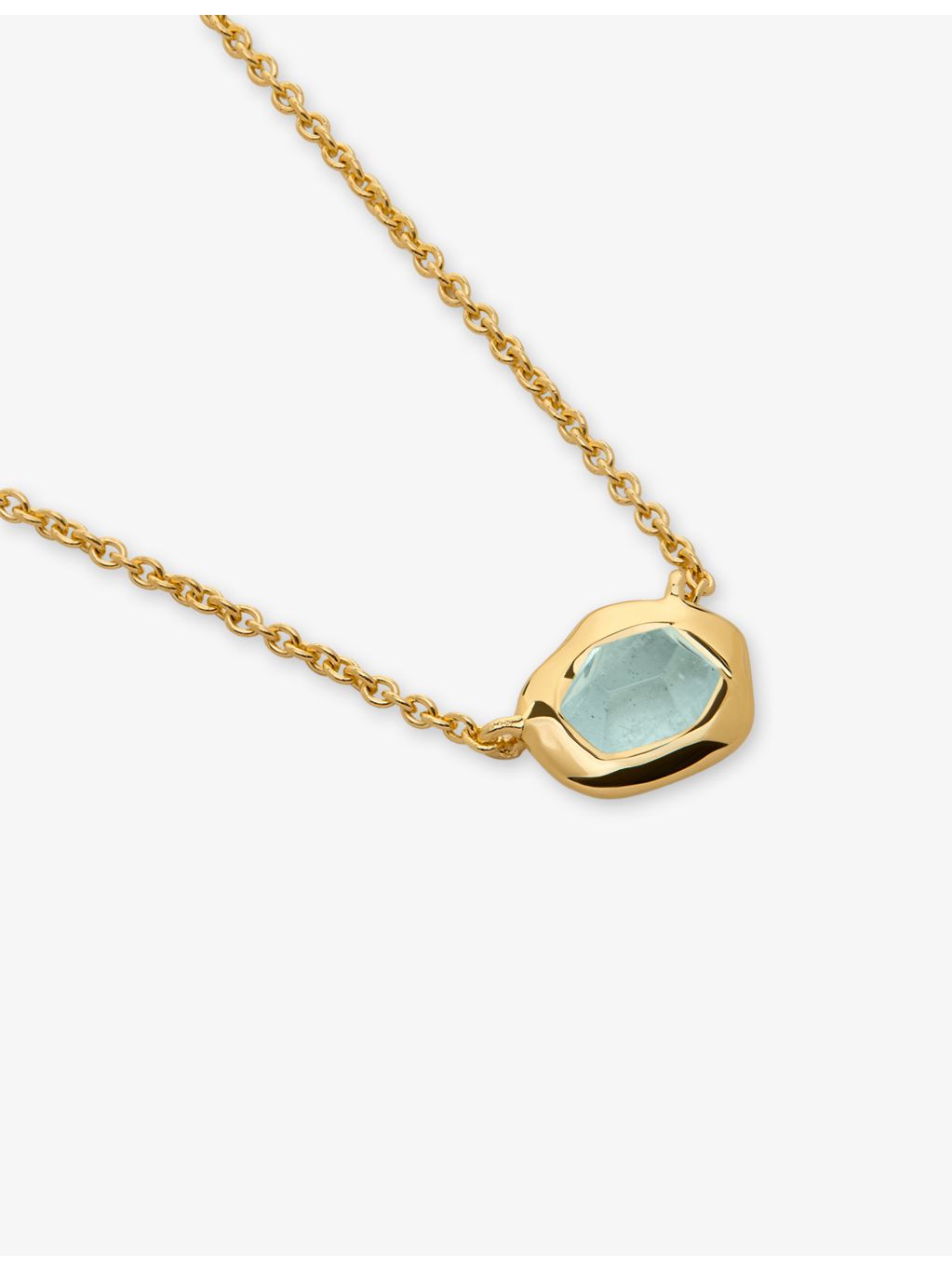 Monica Vinader aquamarine necklace 18ct yellow-gold vermeil, imported from the UK
