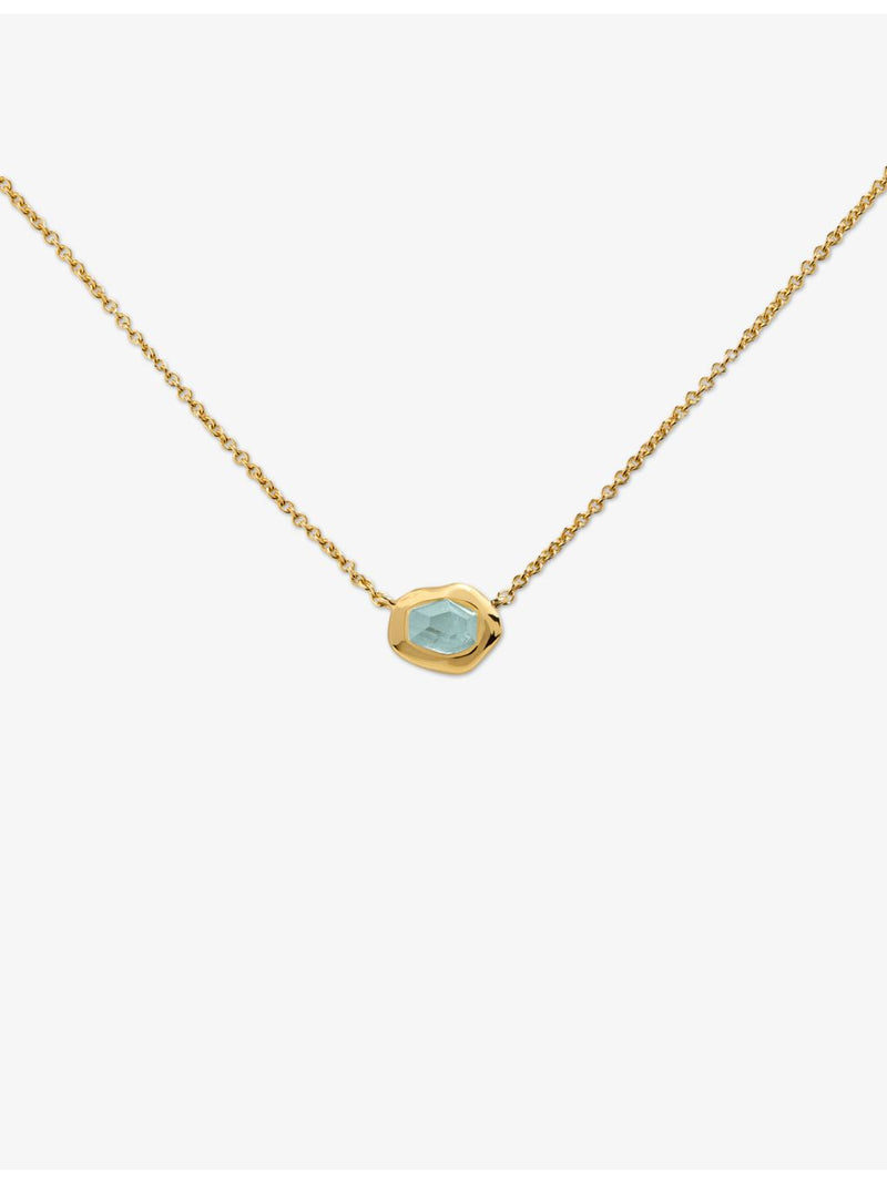 Monica Vinader aquamarine necklace 18ct yellow-gold vermeil, imported from the UK