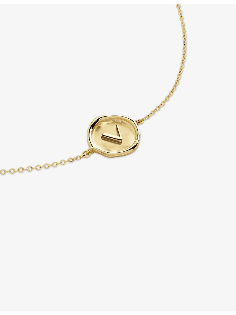 Monica Vinader initial V chain bracelet 18ct gold vermeil, imported from the UK