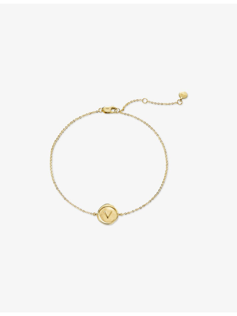 Monica Vinader initial V chain bracelet 18ct gold vermeil, imported from the UK
